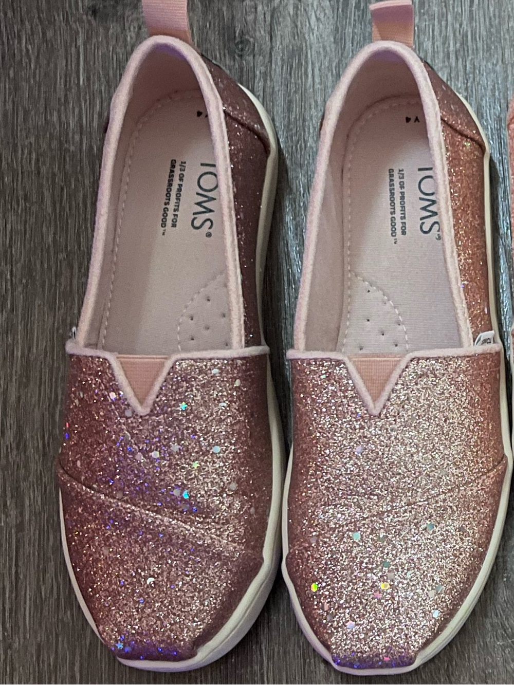 Toms Kids Glitter Slip-Ons in Rose Pink